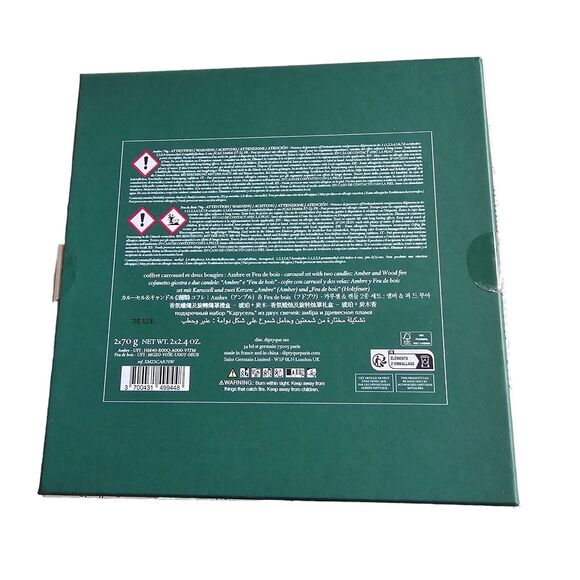 DIPTYQUE Ambre (Amber) &‎ Feu de Bois (Firewood) Scented Candle Carousel Gift Se - Picture 7 of 7